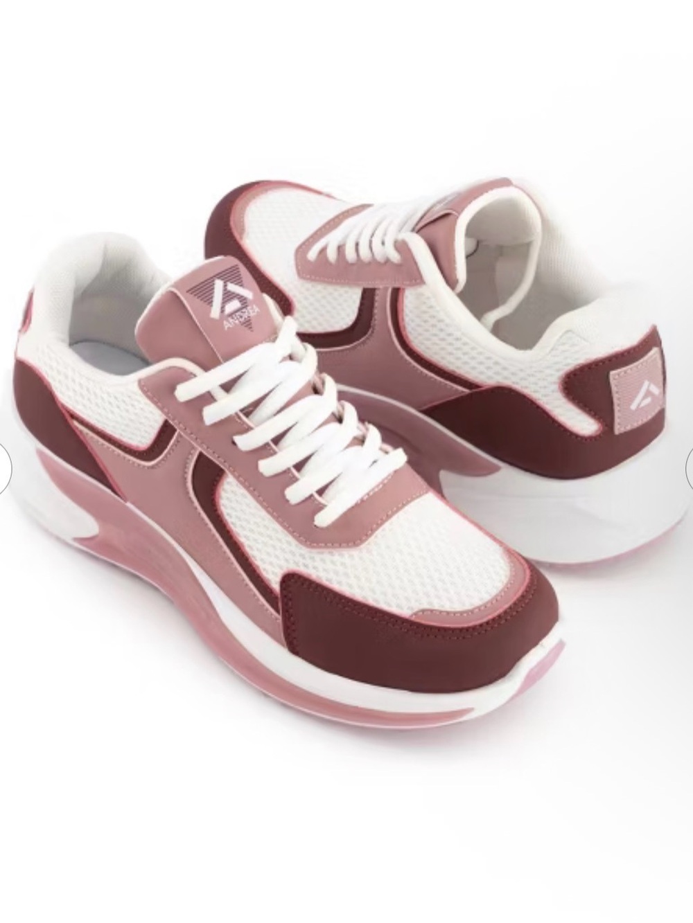 Andrea Women’s Casual Comfort Sneakers with Cushioned Sole 90295 PINK AND WHITE